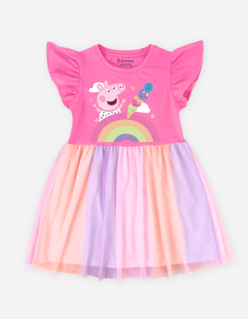 Váy bé gái phối lưới Peppa Pig