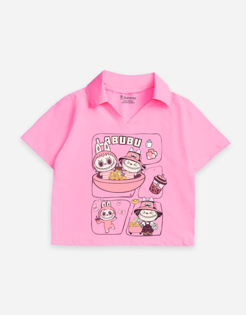Áo croptop có cổ bé gái Labubu