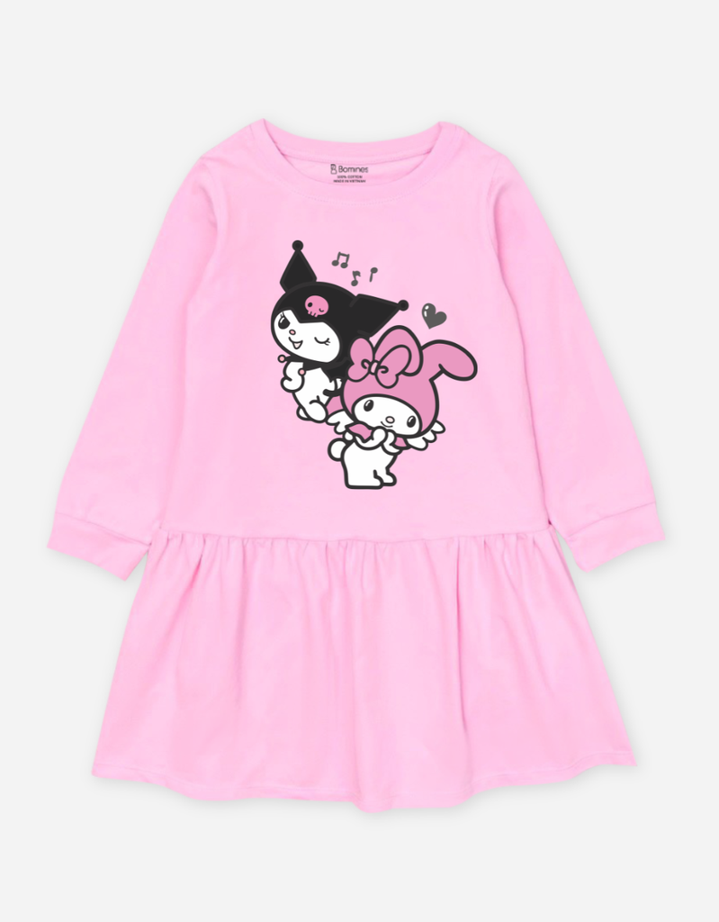 Váy bé gái tay dài Kuromi & My Melody