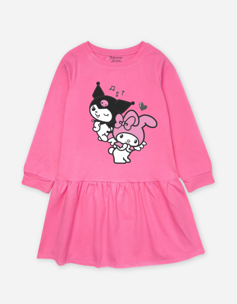 Váy bé gái tay dài Kuromi & My Melody