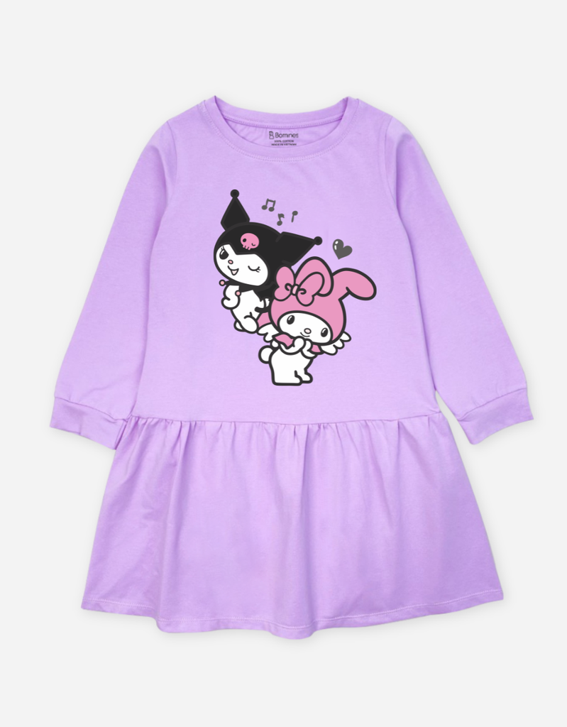 Váy bé gái tay dài Kuromi & My Melody