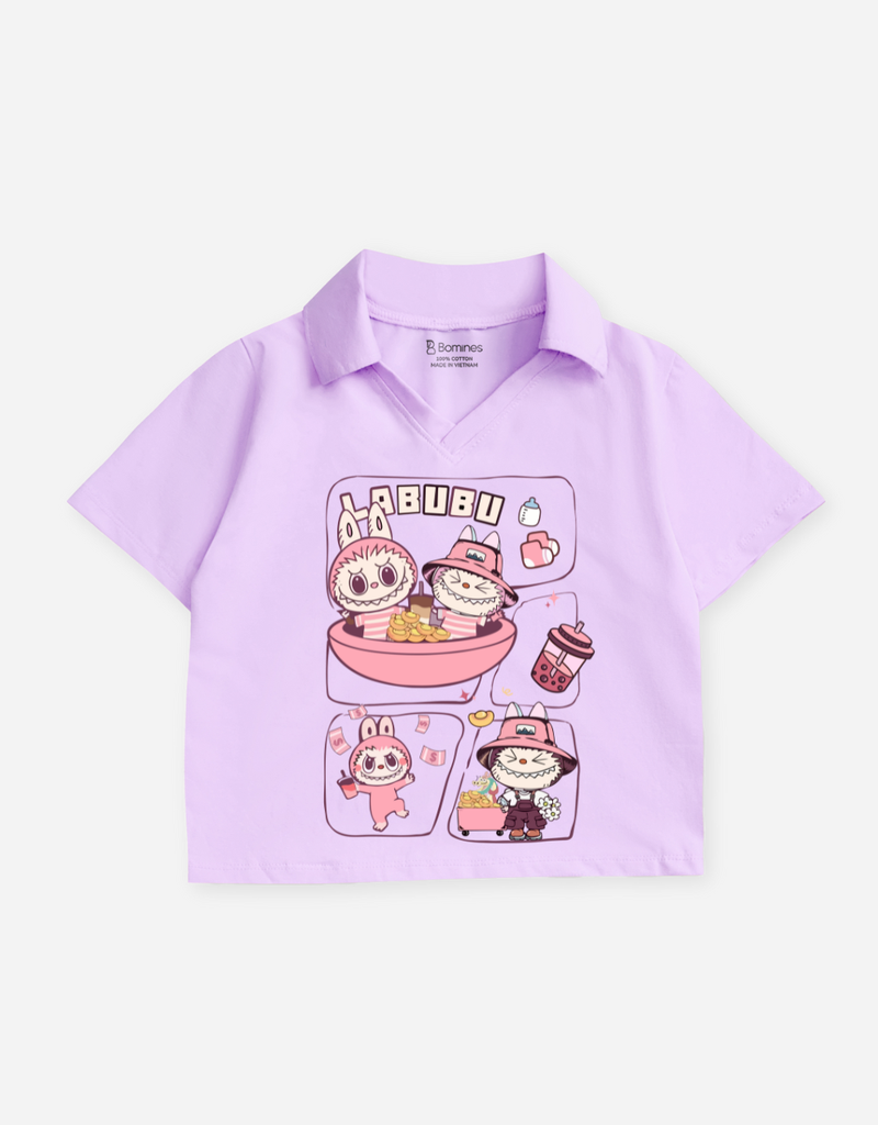 Áo croptop có cổ bé gái Labubu