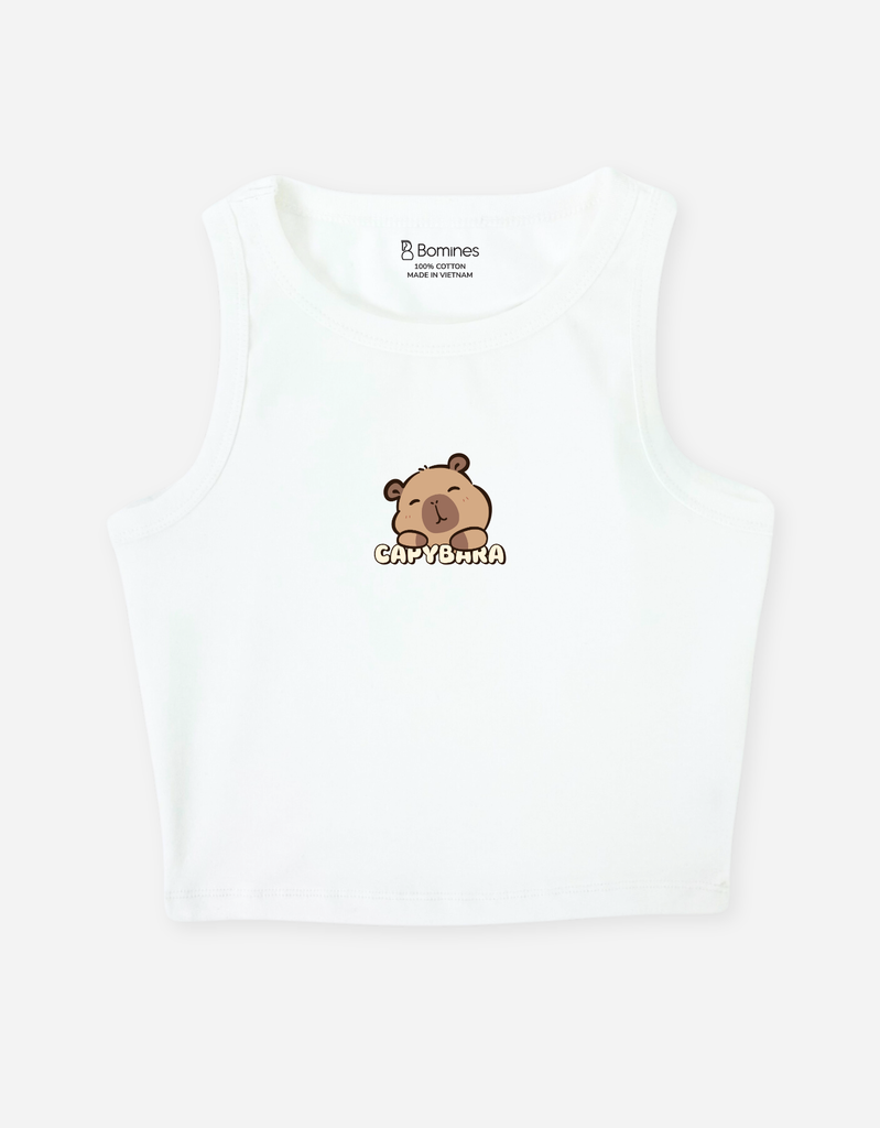 Áo bé gái croptop sát nách Labubu Capybara Kuromi