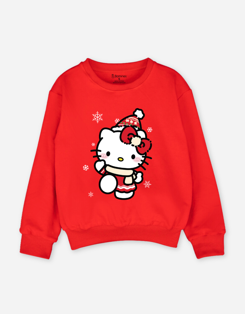 Áo bé trai bé gái Noel Bomines, Áo nỉ da cá cotton cho bé 3 -12t, 14-40kg ATDXM