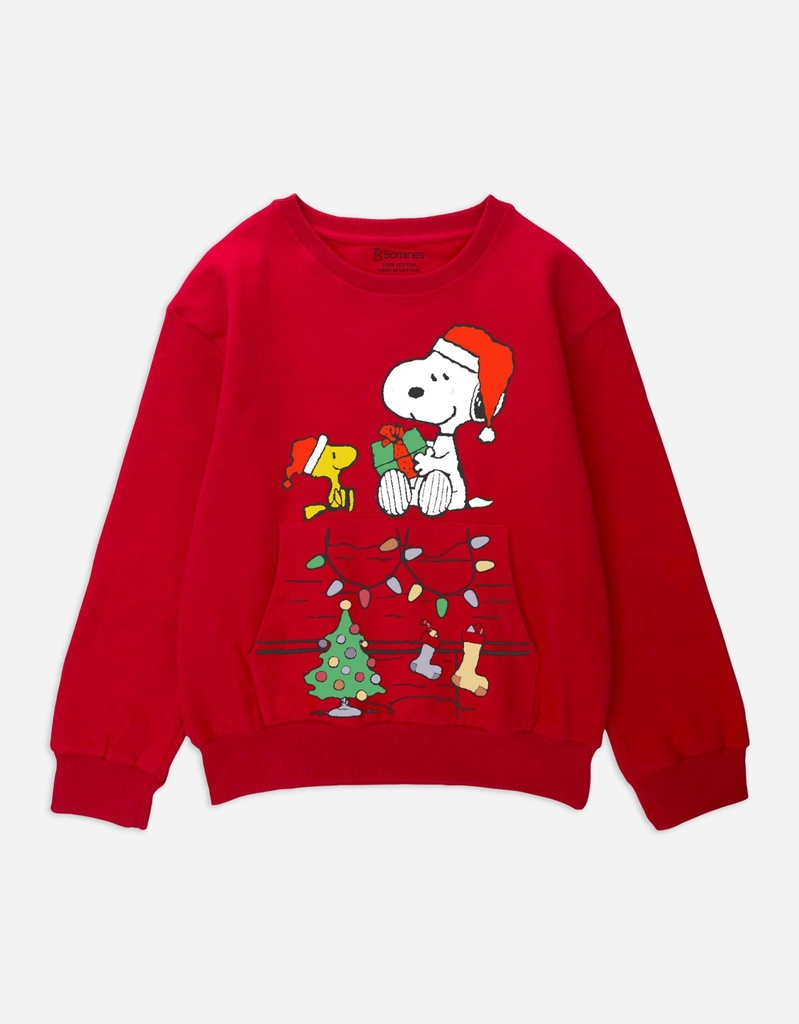 Áo sweater Snoopy có túi tay dài bé trai bé gái