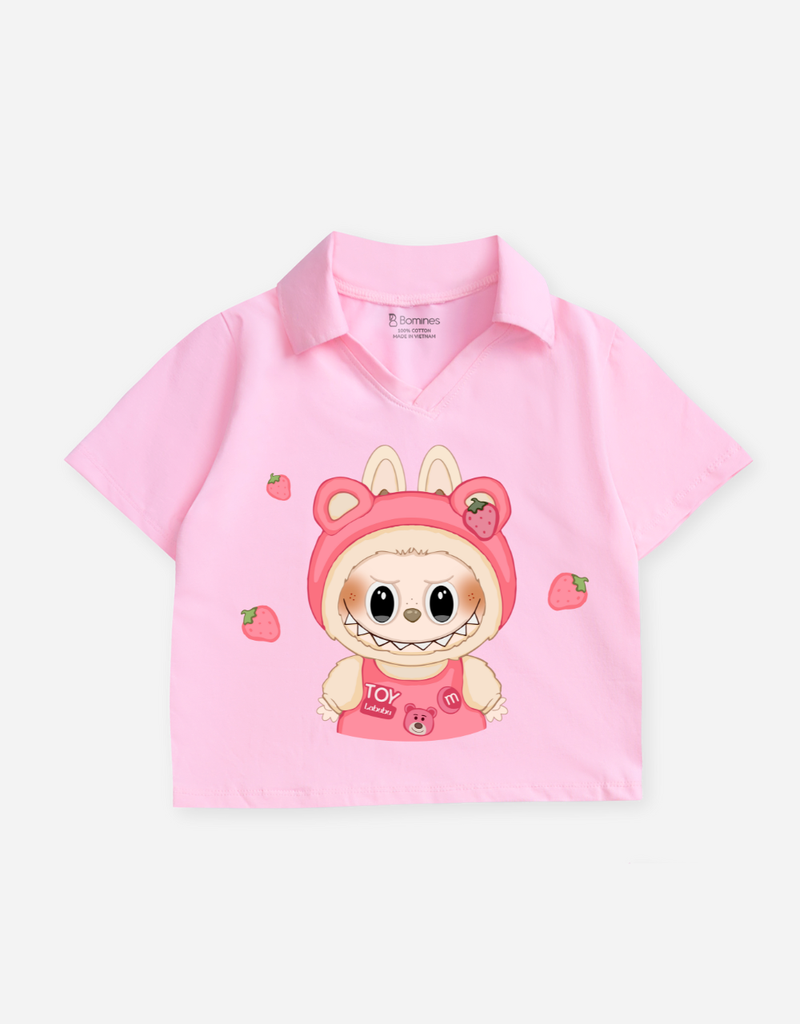 Áo croptop có cổ bé gái Labubu