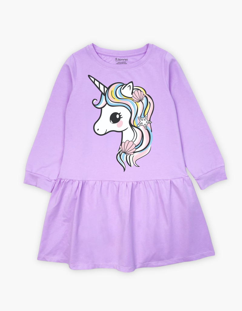 Váy bé gái mùa thu tay dài Kỳ Lân Unicorn