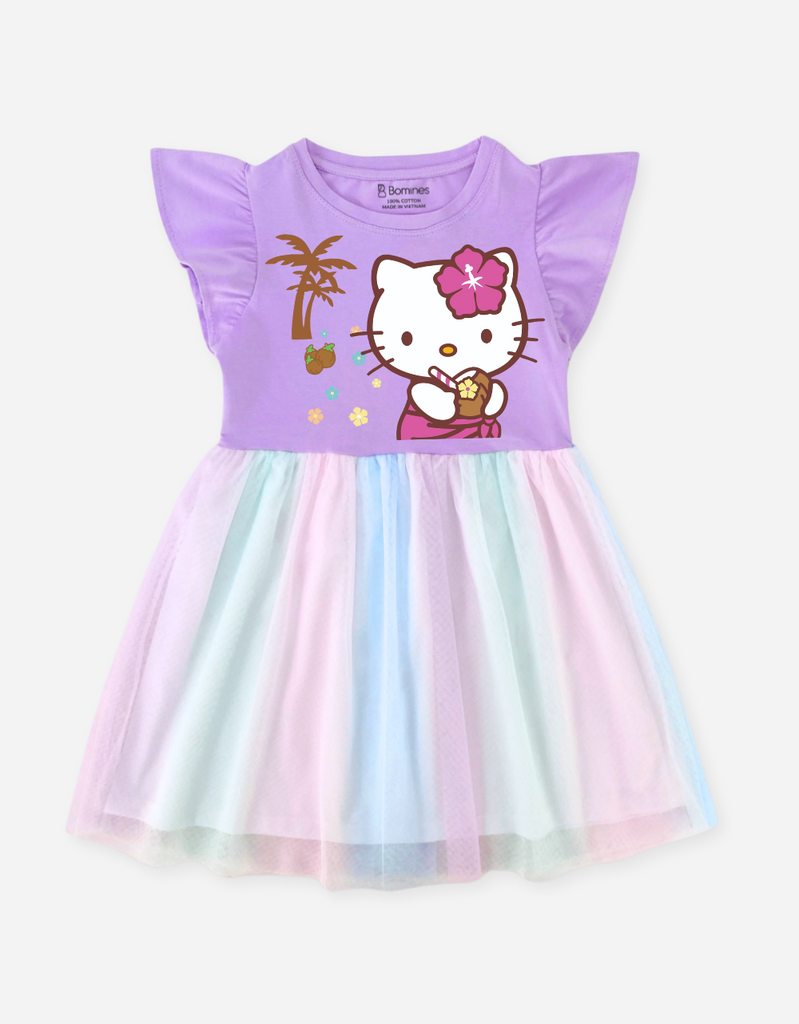 Váy bé gái phối lưới Hello Kitty