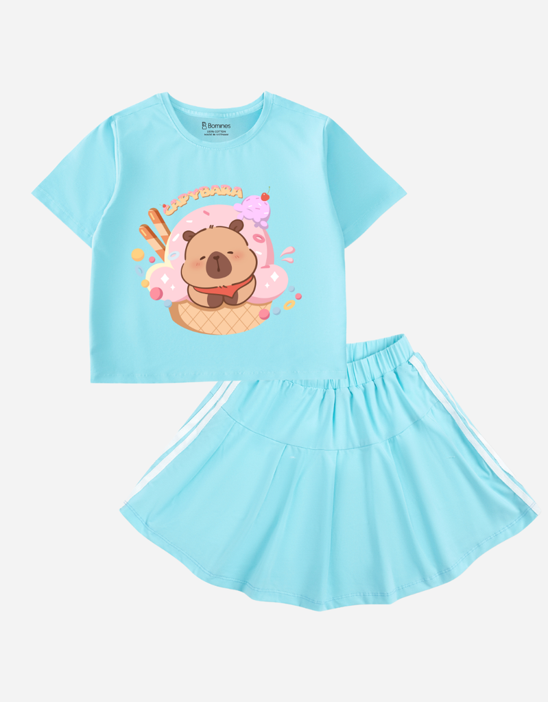 Set váy bé gái Capybara Bomines