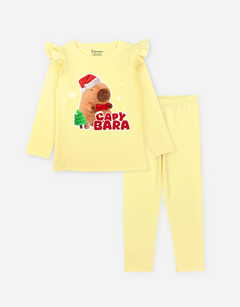 Đồ bộ bé gái tay dài mùa thu Capybara