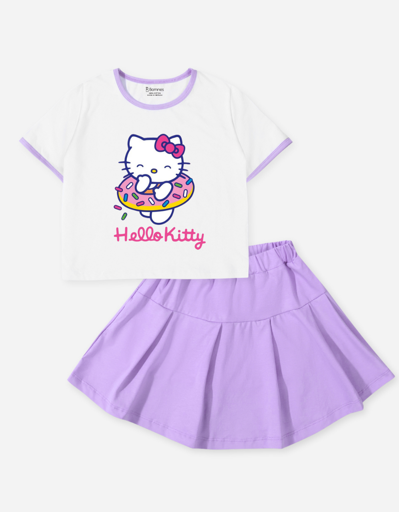 Set chân váy bé gái Hello Kitty Bomines