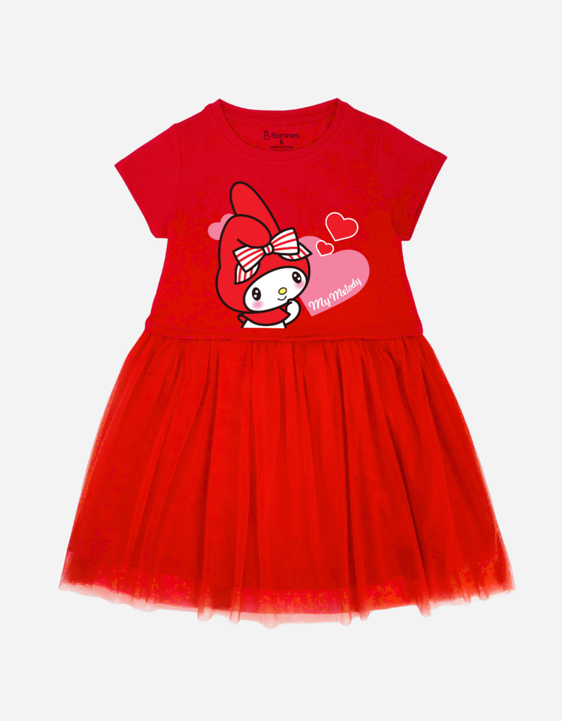 Váy bé gái Bomines, Đầm phối lưới cầu vồng Sanrio