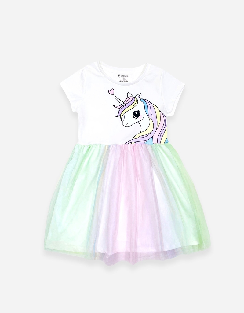 Váy bé gái tay ngắn phối lưới Unicorn