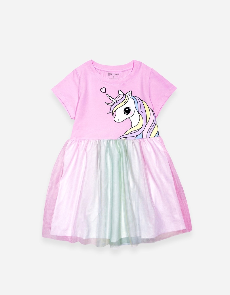 Váy bé gái tay ngắn phối lưới Unicorn
