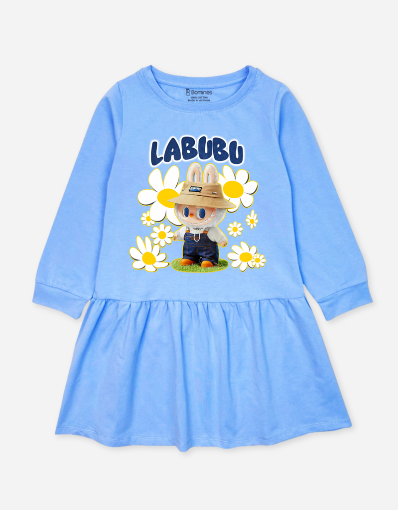 Váy bé gái tay dài mùa thu Labubu