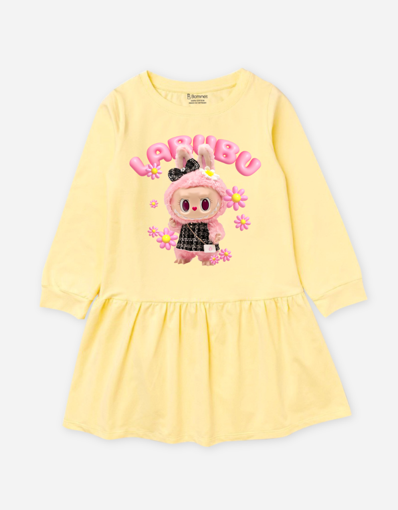 Váy bé gái tay dài mùa thu Labubu