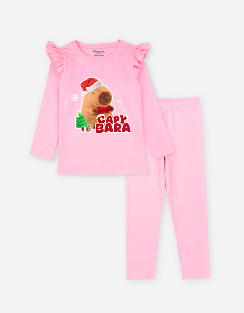 Đồ bộ bé gái tay dài mùa thu Capybara
