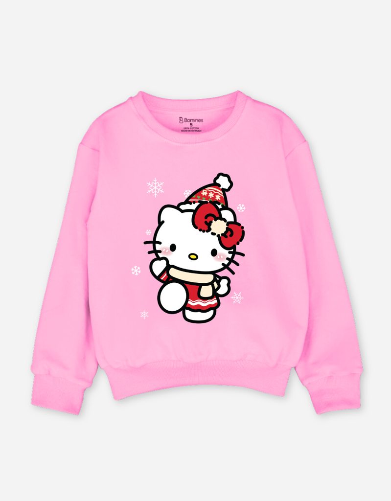 Áo bé gái Kuromi Bomines, Áo nỉ da cá cotton họa tiết cho bé 3 -12t, 14-40kg ATDSAN