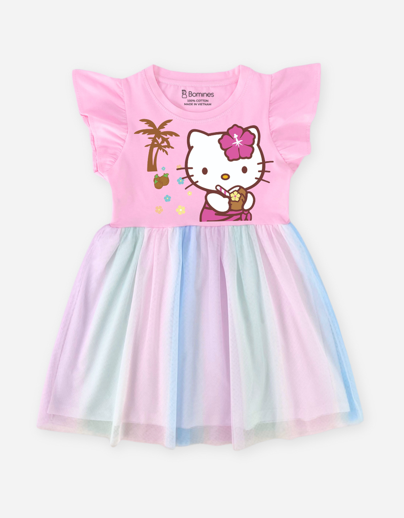 Váy bé gái phối lưới Hello Kitty