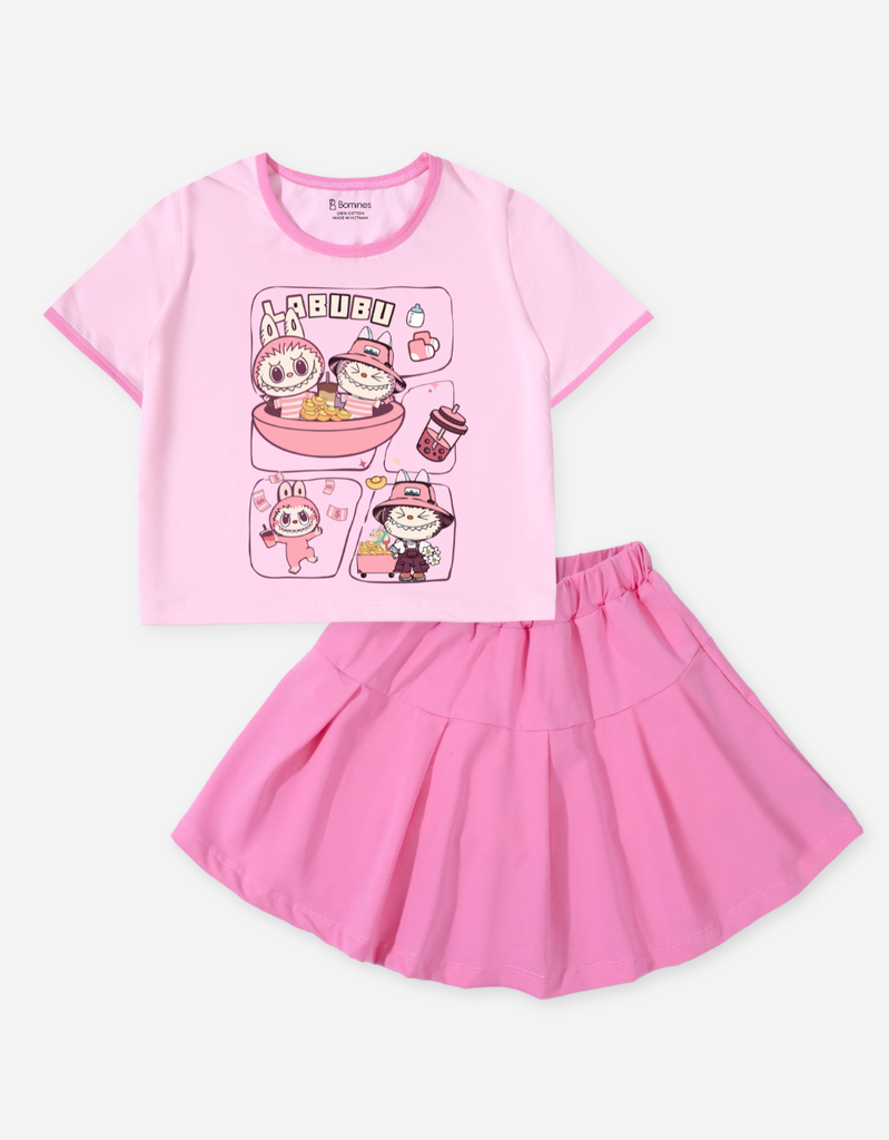 Set chân váy bé gái Labubu