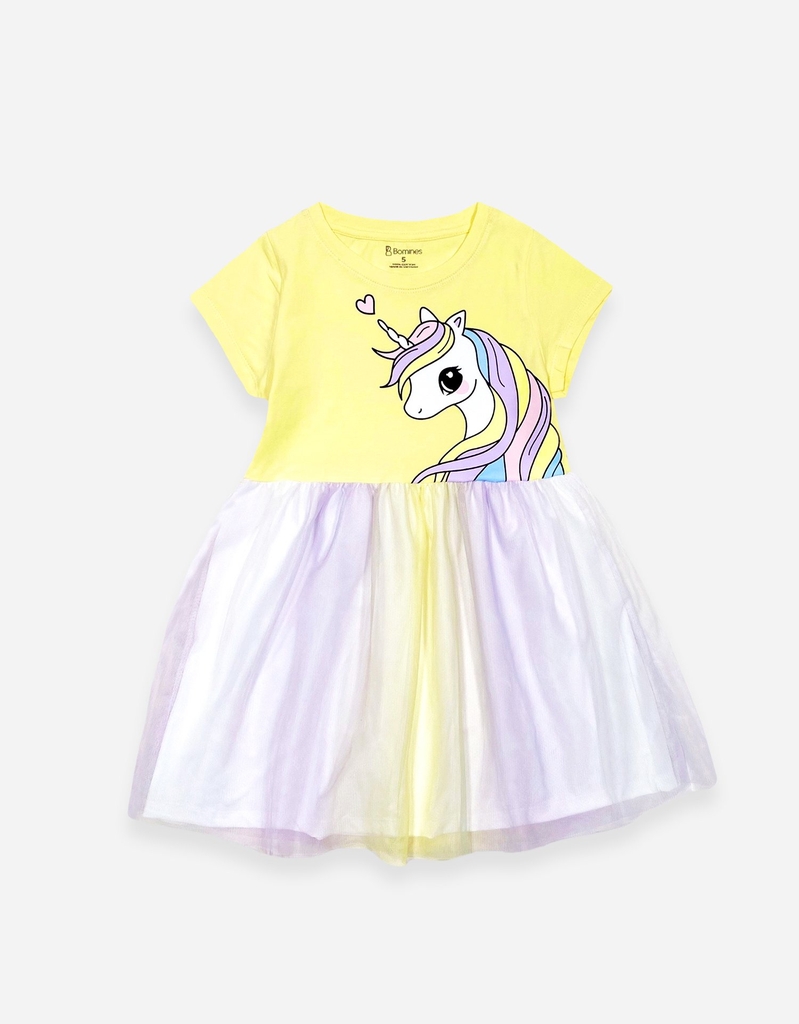 Váy bé gái tay ngắn phối lưới Unicorn