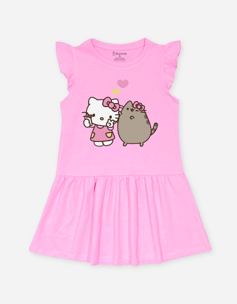 Váy bé gái tay cánh tiên Hello Kitty & Mèo Pusheen