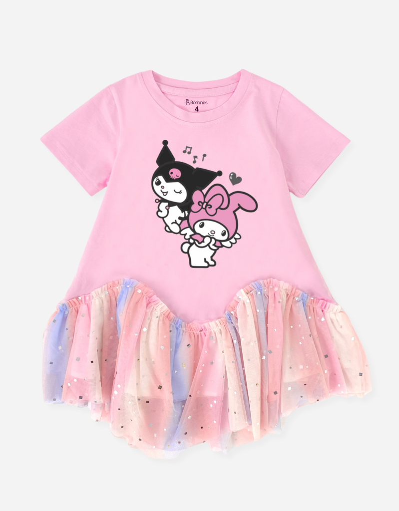 Váy bé gái phối lưới Kuromi & Melody