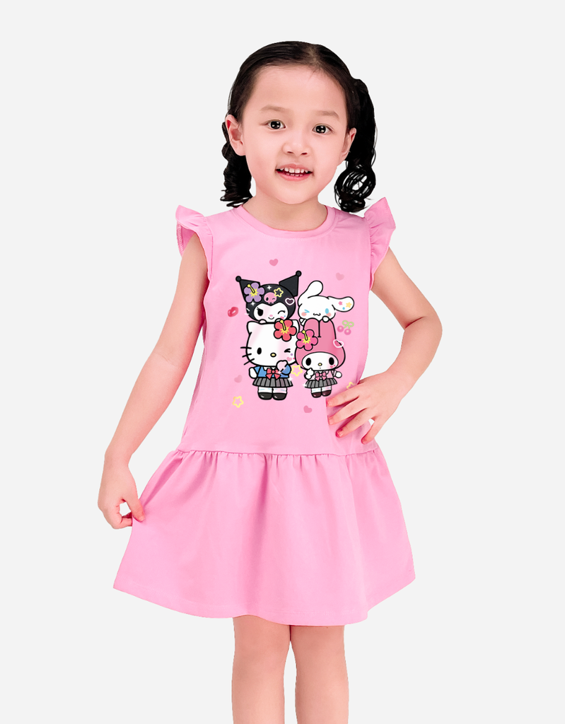 Váy bé gái tay cánh tiên Sanrio Friends Kuromi