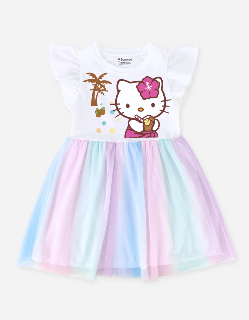 Váy bé gái phối lưới Hello Kitty