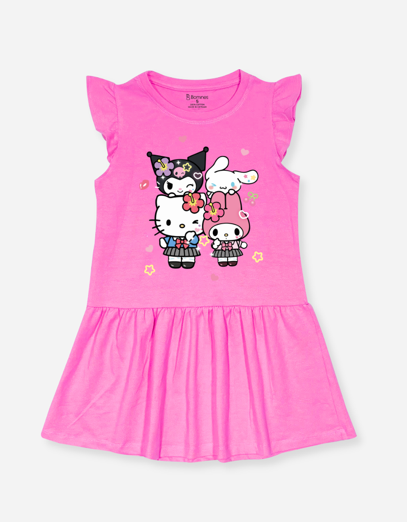 Váy bé gái tay cánh tiên Sanrio Friends Kuromi