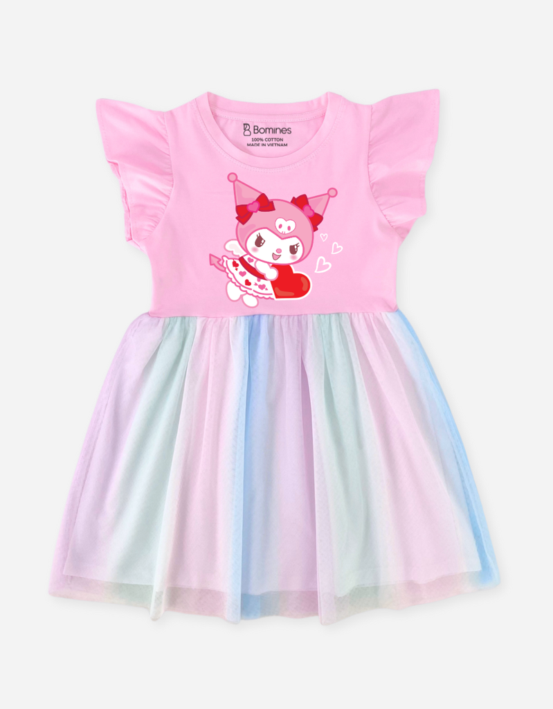 Váy bé gái Bomines, Đầm phối lưới cầu vồng Sanrio