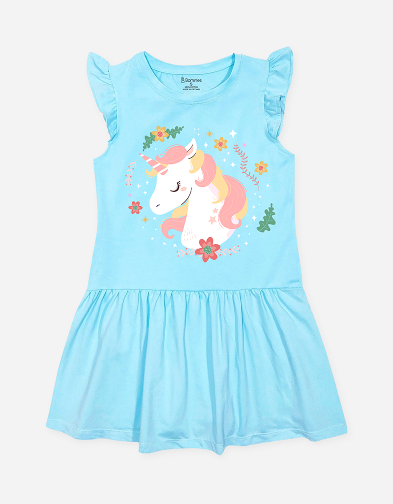 Váy bé gái tay cánh tiên Kỳ Lân Unicorn