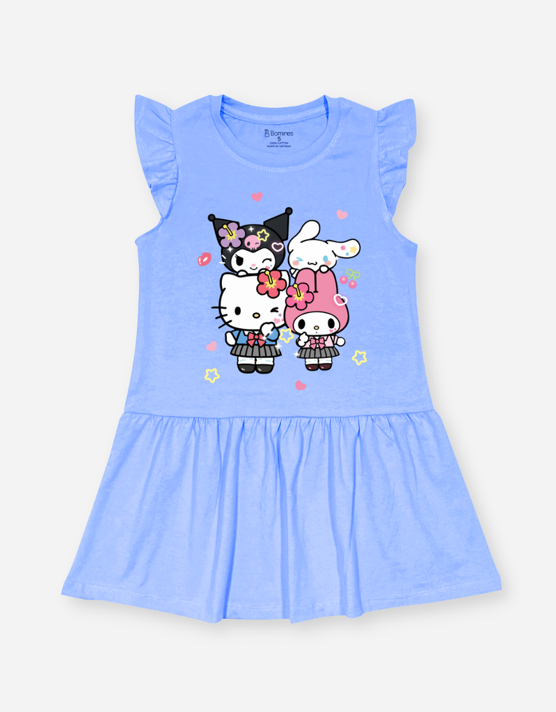 Váy bé gái tay cánh tiên Sanrio Friends Kuromi