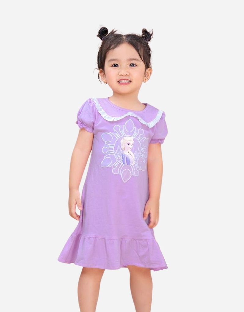 Váy bé gái tay phồng cổ sen Elsa
