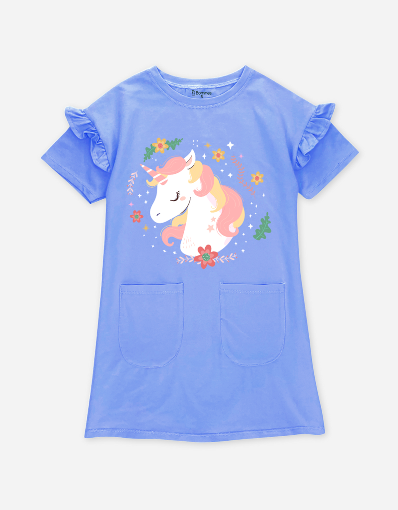 Váy bé gái tay ngắn Kỳ Lân Unicorn Bomines dáng suông