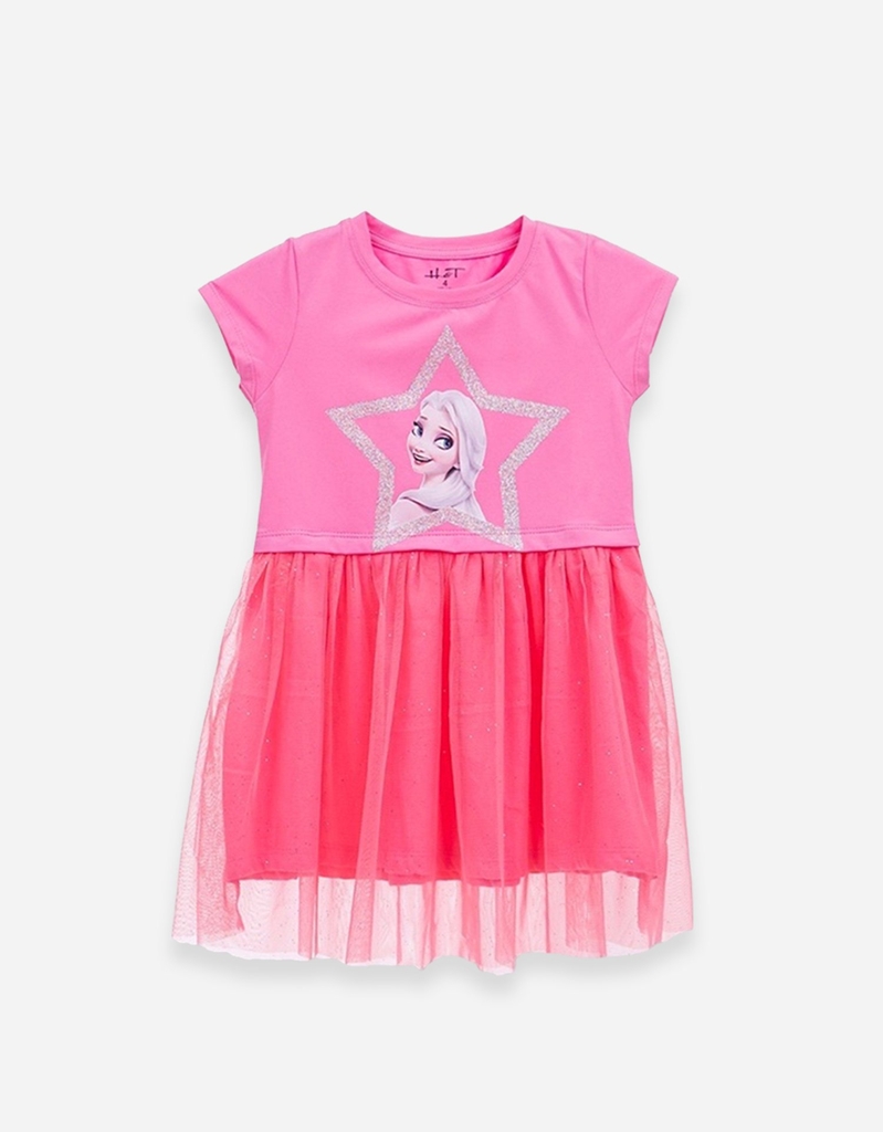 Váy tay ngắn bé gái Elsa ngôi sao kim tuyến