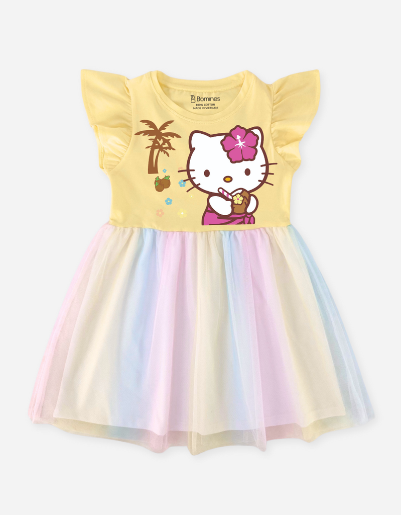 Váy bé gái phối lưới Hello Kitty