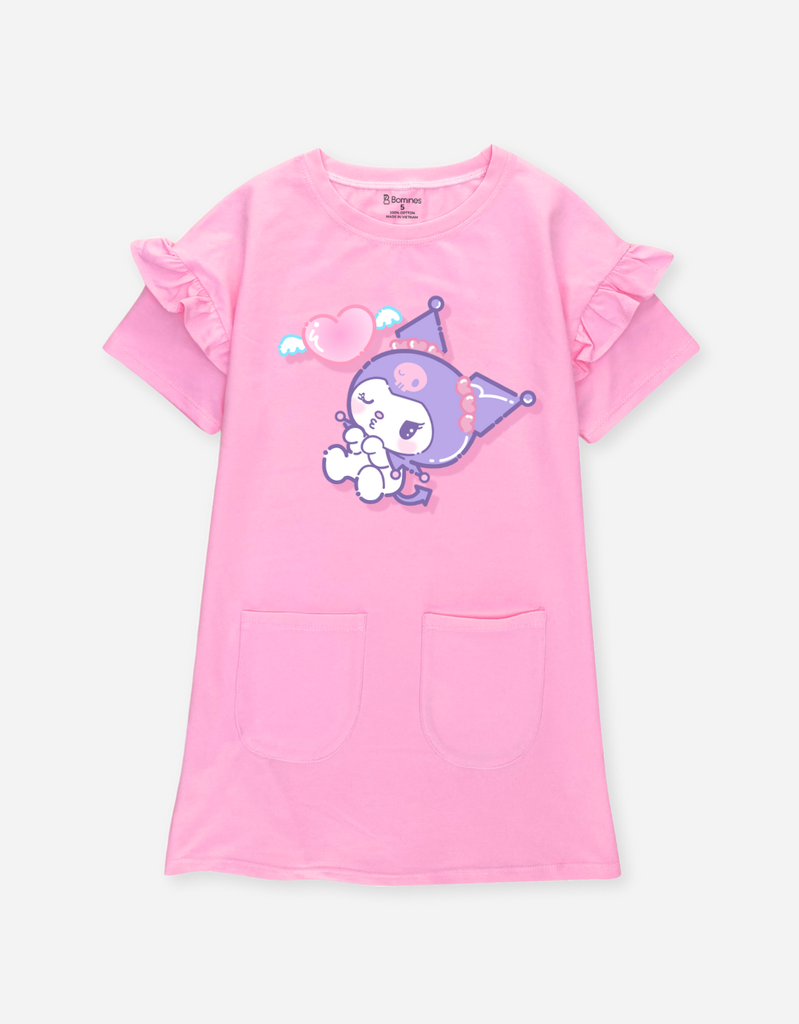 Váy bé gái tay ngắn Kuromi dáng suông