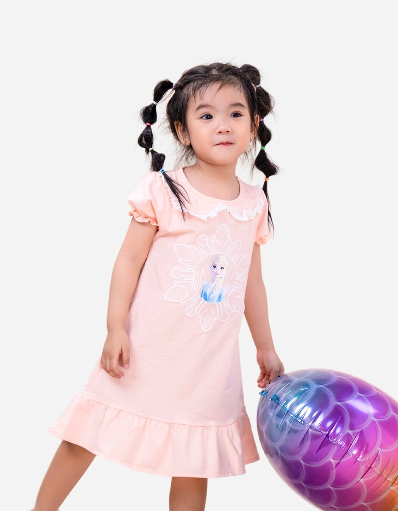 Váy bé gái tay phồng cổ sen Elsa