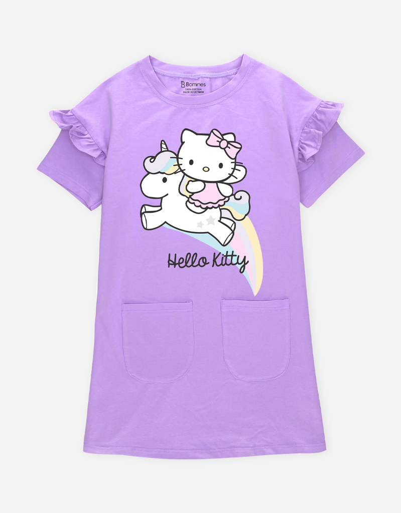 Váy bé gái tay ngắn Hello Kitty dáng suông