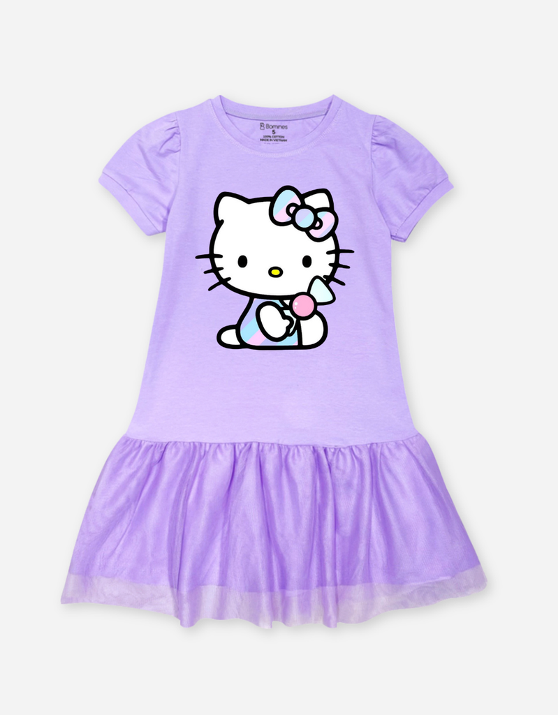 Váy bé gái tay phồng Hello Kitty
