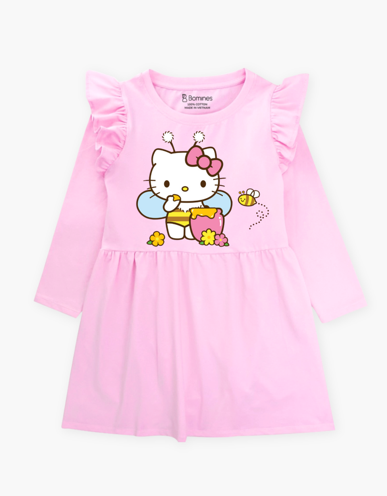 Váy bé gái mùa thu tay dài Hello Kitty