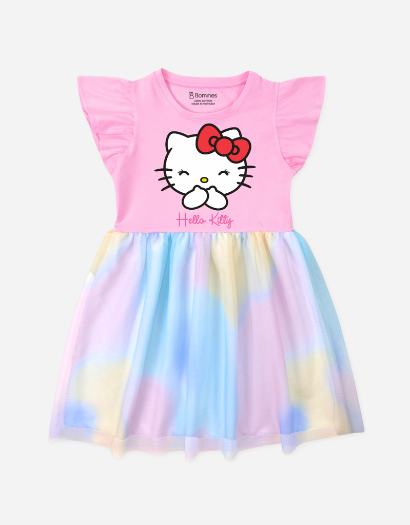 Váy bé gái phối lưới Hello Kitty