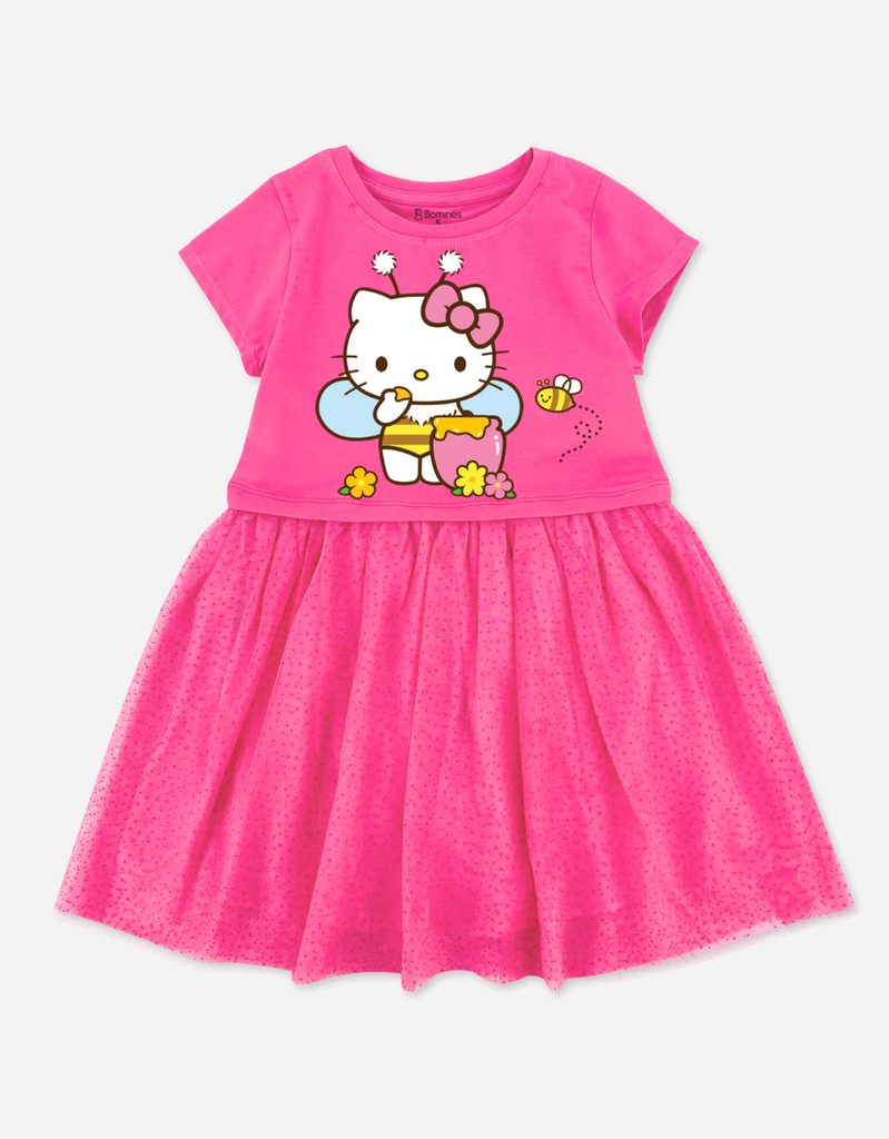 Váy bé gái tay ngắn Hello Kitty phối lưới