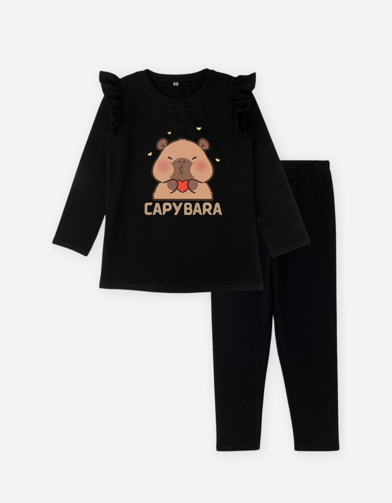 Đồ bộ bé gái tay dài mùa thu Capybara