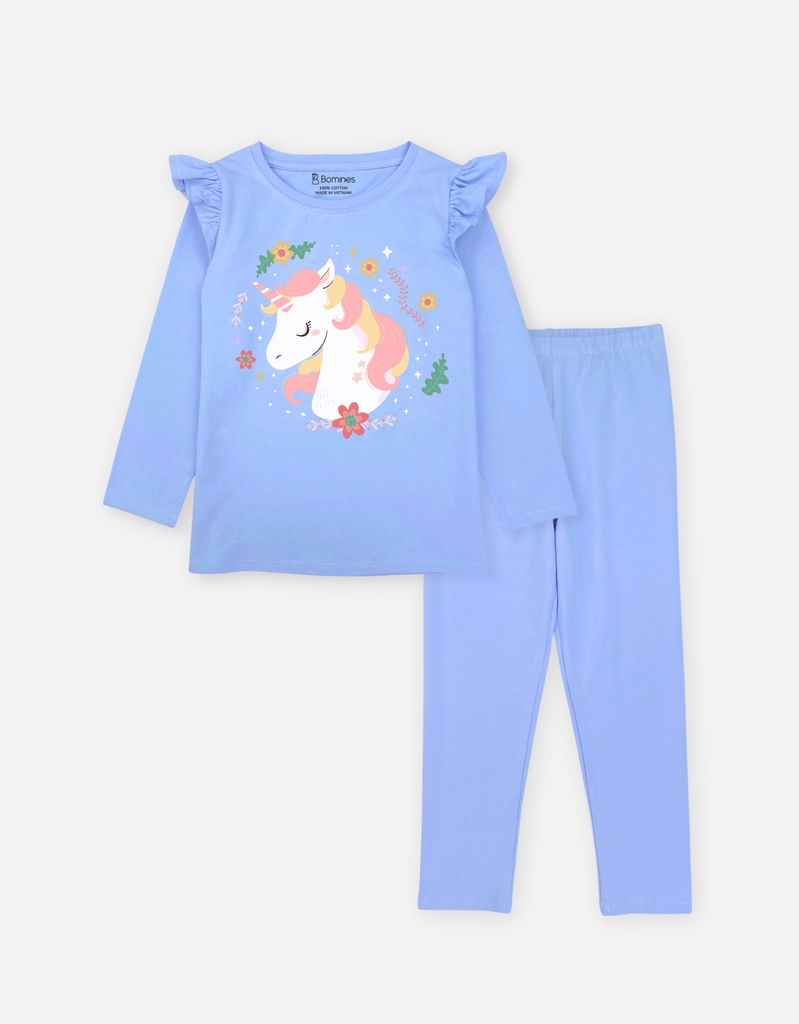 Đồ bộ bé gái tay dài hoạt tiết Tuần Lộc, Unicorn