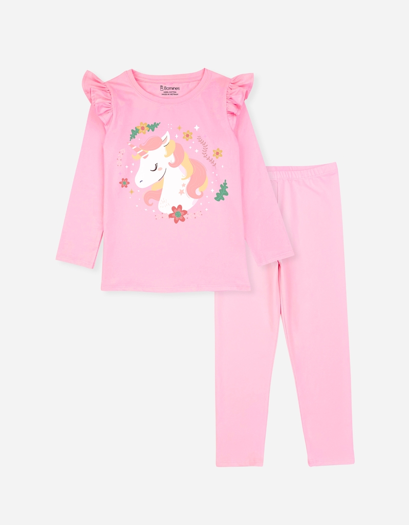 Đồ bộ bé gái tay dài hoạt tiết Tuần Lộc, Unicorn