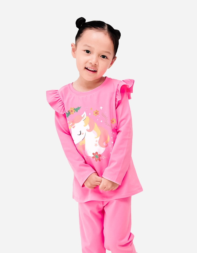 Đồ bộ bé gái tay dài hoạt tiết Tuần Lộc, Unicorn