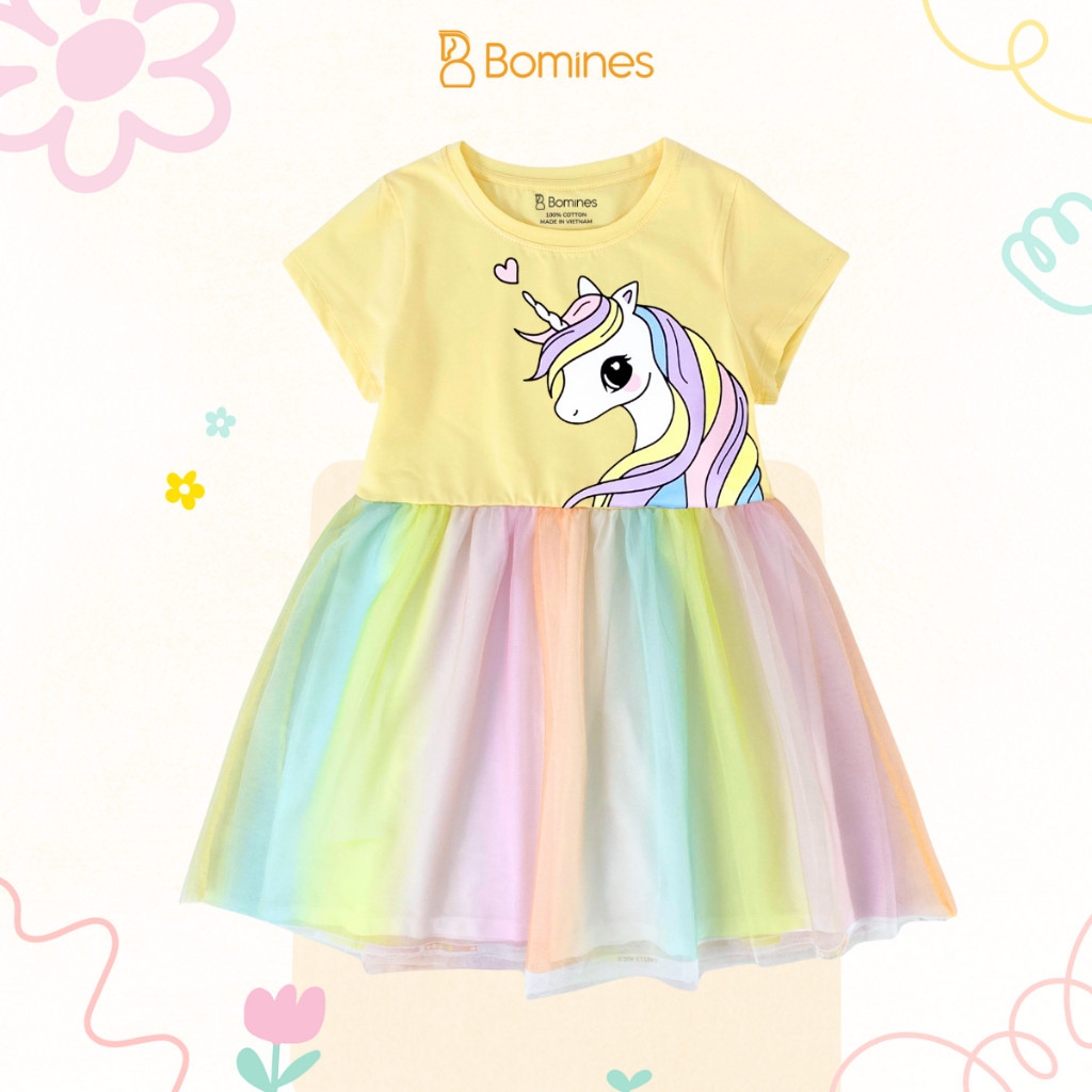 Váy bé gái tay ngắn phối lưới Unicorn