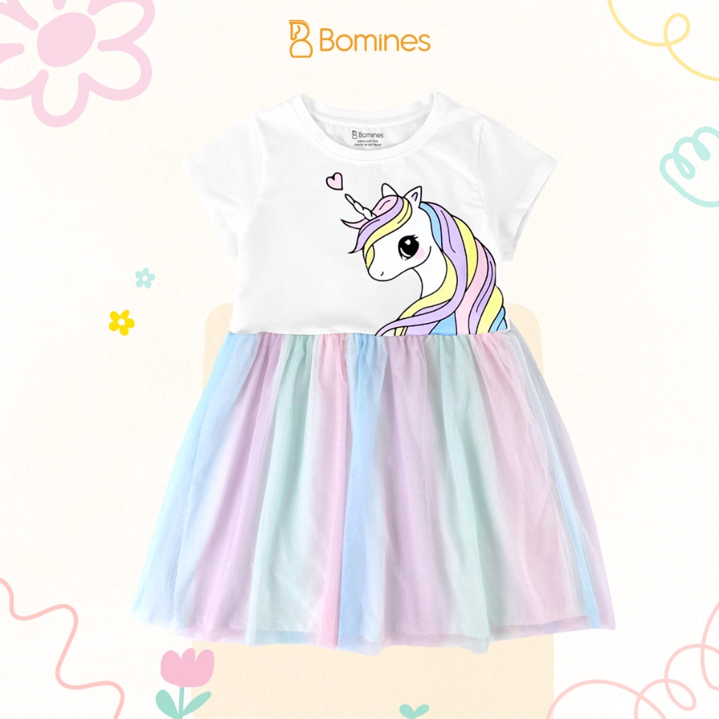 Váy bé gái tay ngắn phối lưới Unicorn